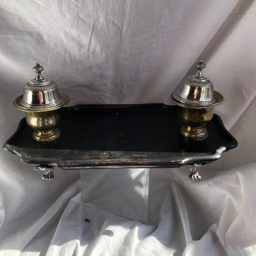 Encrier bronze argente et - bronze,