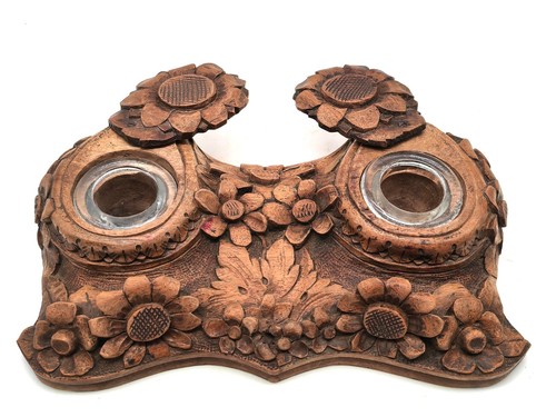 Antico doppio calamaio - , legno