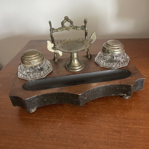 Calamaio doppio base - doppio, legno