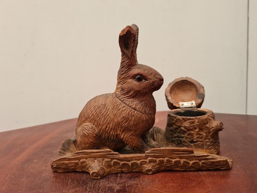 Encrier bois sculpté - sculpté, foret