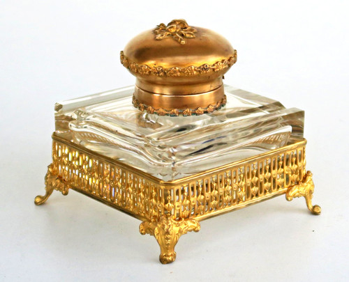 Encrier cristal bronze - encrier,