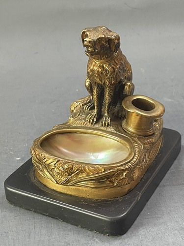 Pyrogène encrier chien bronze - pyrogène,