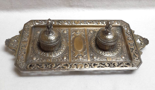 Double encrier bronze xix - encrier, en