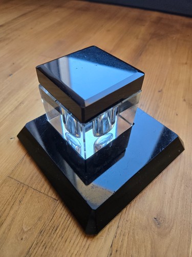Encrier ancien verre noir - verre,