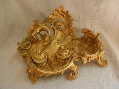 Encrier bronze dore a - encrier,