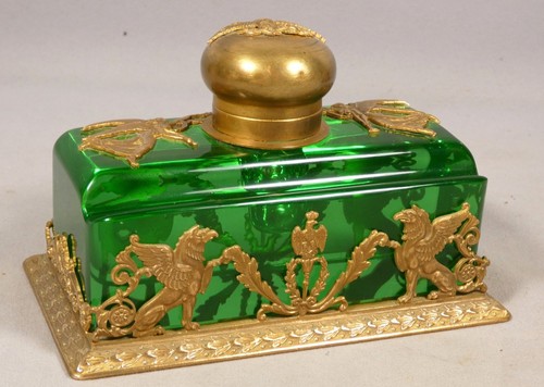 Encrier cristal vert et - vert,